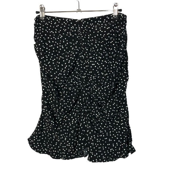 Zara Black & White Polka Dot Draped Ruched Mini Skirt XS - Picture 3 of 4